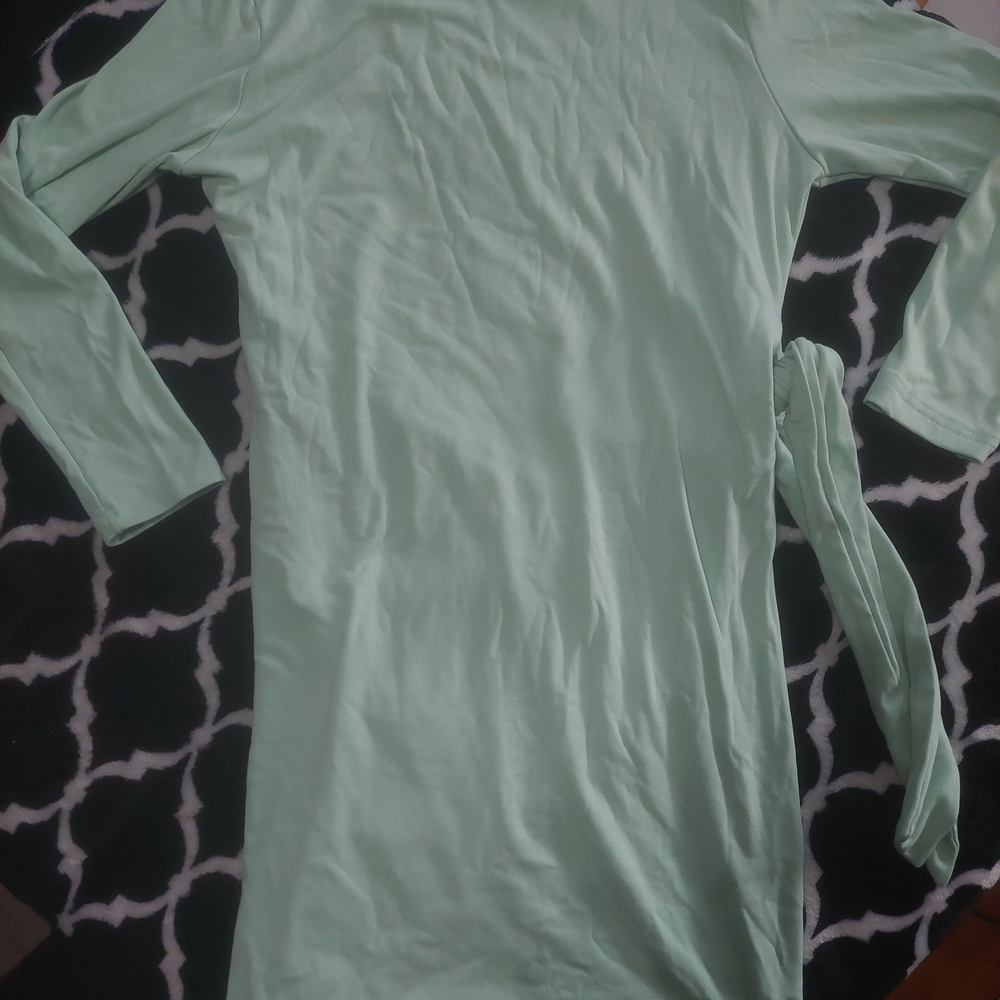 Elegant Mint Green Ruched Dress - Picture 3 of 4